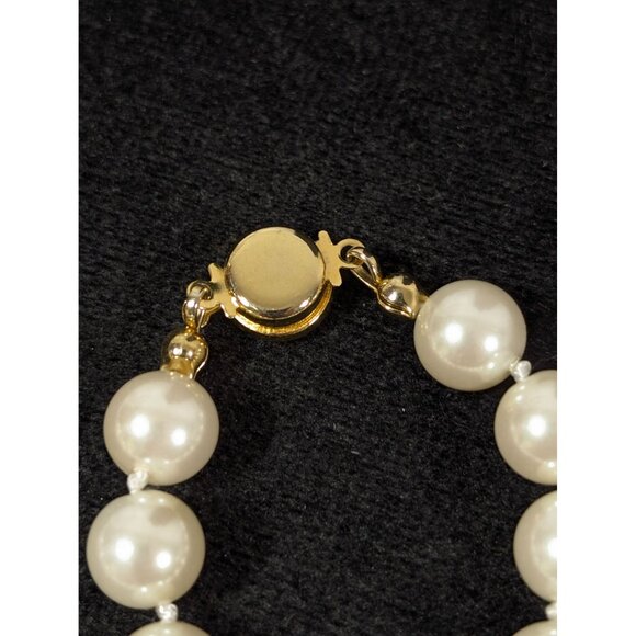 Vintage Glass Faux Pearl Necklace Classic Bridal Wedding Off White 18" - Picture 8 of 8